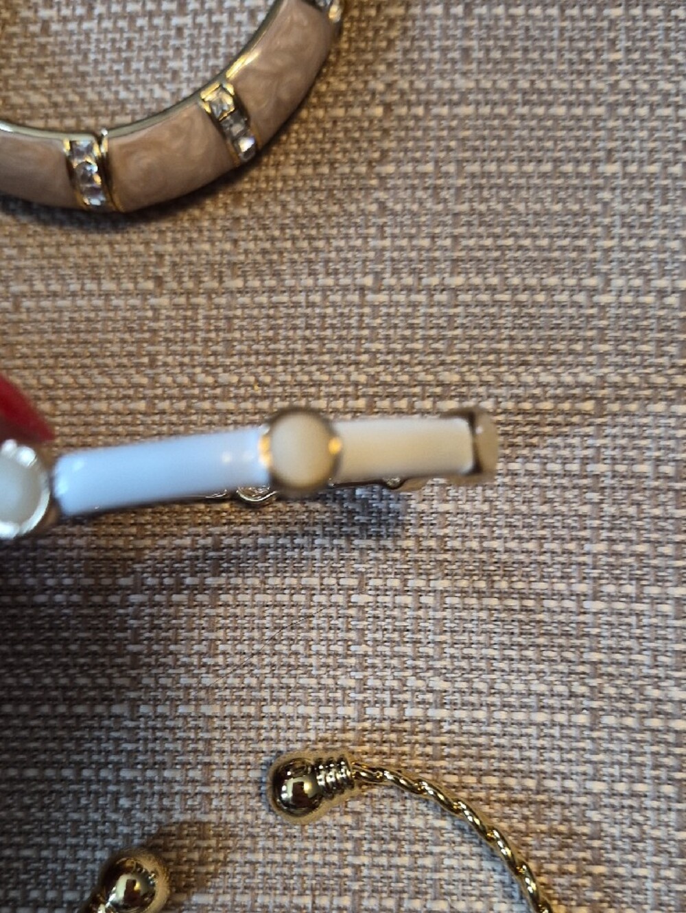Park Lane Gold and Cream Stacked Bangle Set - Picture 4 of 5
